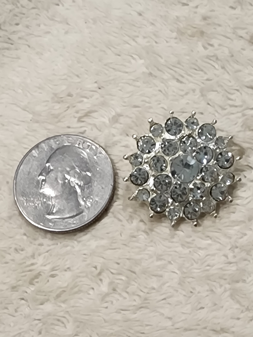 One Silver Crystal Rhinestone Cluster Flower Starburst Shoe Charm Croc Jibbitz - Picture 2 of 3